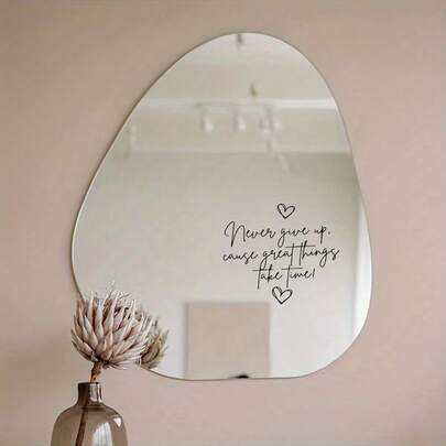 "Đừng bao giờ bỏ cuộc, những điều tuyệt vời cần thời gian" - Hình dán gương truyền cảm hứng - Hình dán mờ phù hợp để trang trí cửa sổ nhà và xe hơi, phòng tắm, nhà bếp hoặc phòng khách. Câu nói tạo động lực, hình dán tường gương.