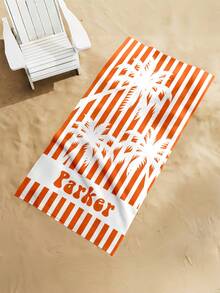 Personalized Palm Tree Striped Towel, Friend Beach Travel Gift, Holiday Towel, Personalized Cruise Beach Towel, Beach Towel - Multicolor - View 7