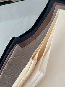 1件女士黑色、白色、杏色、咖啡色、紫色针织修身无袖背心，新款上市，优雅单排扣法式复古假领 - 彩色 - 查看 7