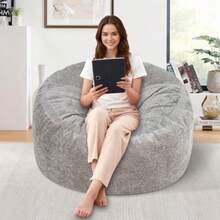 HABUTWAY - Puf grande de 3 pies con relleno de espuma viscoelástica terciopelo ultrasuave con asa portátil y funda extraíble cómodo sofá para sala de estar sin montaje gris claro - Gris Claro - Ver 8
