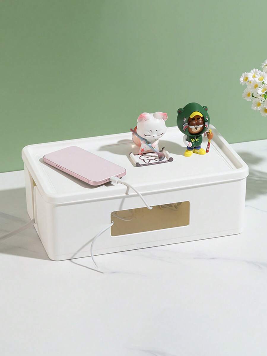 1pc Large Cable Management Box, Hides Power Sockets And Desk Cables - TV/Phone/Computer Cable Organizer Box, Suitable For Home/Office - Multicolor - View 1