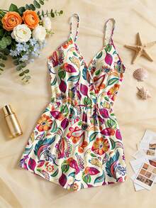 Bộ áo liền quần in hoa cho nữ, họa tiết Paisley, kiểu đan chéo, thích hợp cho kỳ nghỉ hè. - Nhiều màu - Xem 2