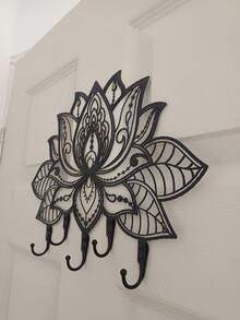 CIFbuy 1pc Metal Wall-Mounted Coat Rack, Modern Floral Design Decorative Clothes Hanger, Wall-Mounted Storage Rack Hook, Home Bedroom Wall Decor, Suitable For Modern Home Decor, Bedroom Decor, Bathroom Decor, Waterproof, Rust-Proof, Durable, Wall Decoration - Multicolor - View 8