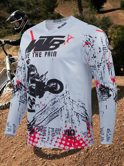 Áo thun thể thao cổ chữ V dành cho xe đạp leo núi, áo đạp xe, xe đạp đường trường, MTB, BMX, ATV, xe máy đổ đèo, DH, xe máy địa hình, áo thun dài tay cổ chữ V dành cho nam - Phiên bản đa năng, phù hợp cho đạp xe, địa hình, du lịch bằng xe máy, leo núi, tập luyện, câu cá và mặc hàng ngày.