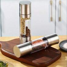 二合一不锈钢盐胡椒研磨器，无需电池 - 盐胡椒研磨器，手动两用研磨器，可从细磨到粗磨调节，非常适合露营或旅行，陶瓷刀片 - 厨房香料研磨器，厨房小工具 - 彩色 - 查看 10
