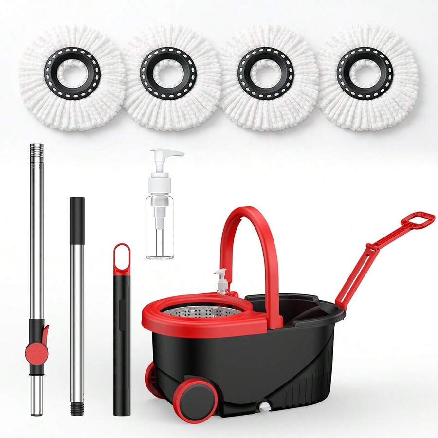 Three Best-Selling Rotating Mop Bucket Sets, Suitable For Both Wet And Dry Use. Each Set Includes A 360° Rotating Mop Bucket System, Three Microfiber Mop Heads, And A 61-Inch Adjustable Stainless Steel Handle For Effective Floor Cleaning. - TB03 - 查看 1