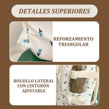 Mochila Escolar Blanca Kawaii con Estampado Orquídeas Azules y Peluche Oso para Mujer | Tela Duradera, Cremallera Bidireccional, Asidero Ancho, Reforzamiento Triangular, Bolsillos Organizados y Cinturón de Sujeción para Maletas | Ideal para Colegio, Viajes y Usos Cotidianos - Rosas - Ver 9