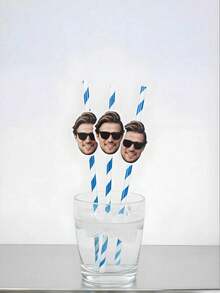 1/12/24/48PCS Personalized Face Straws, Custom Cut-Out Photo Faces, Customized Face Confetti, Face Photo Stickers With Straws And Fixings, Home Decor, Party Decoration, Personalized Custom Gift, Unique Gift - Multicolor - View 6