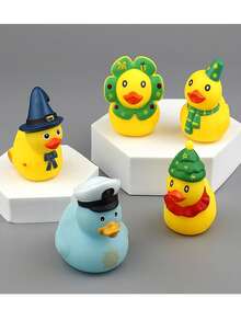 1pc Cute Squeaky Bath Toy Small Yellow Duck, Low Decibel, Suitable For Teenagers, Water Play Toy, Small Gift - Multicolor - View 1