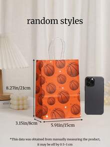 5/12/24 Stücke Basketball Kraftpapier Taschen, Einzelhandelstaschen mit Basketball Muster, Henkel Kraftpapier Einkaufstaschen, geeignet für Geburtstagsdekoration, Partyverpackung, Herrengeschenke, Partyfavors, Club Einkaufstaschen, geeignet für Schulanfangszeit, Sommercamp, Schulöffnungszeit, Sportveranstaltungen - Verschiedenfarbig - Übersicht 10