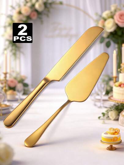 1pc/2pcs Stainless Steel Cake Shovel & Knife Set – Bread Knife, Dessert Knife, Pizza Shovel – Mirror Polish, Easy Clean – Perfect For Wedding, Birthday Parties, Back To School, Home Baking – Multi-Purpose Server For Cakes, Desserts, Pizza – Essential Kitchen Tool For Baking Lovers