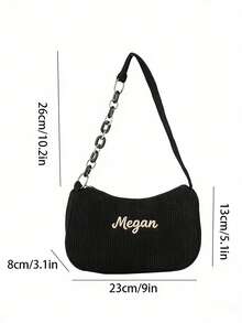 Custom Embellished Name/Text Shoulder Handbag – Personalized Embroidery Gift Bag For Women, Girlfriend, Mom | Lightweight Zipper Closure Fabric Bag With Custom Text - Multicolor - View 10