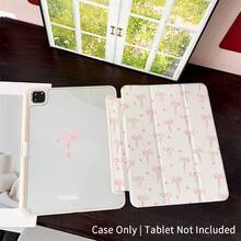 A Pink Bow - Pattern Protective Tablet Case - Ideal For Sweet - Style Lovers And Fashion Enthusiasts, Protective Soft TPU Flip - Pen Holder Compatible With IPad 10th Generation 10.9-Inch 2022 / Air 13(M3 2025)/ Air 11(M3 2025) Compatible WithSAMSUNG,Compatible With XIAOMI - Multicolor - View 9