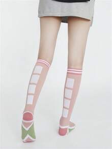 1 par de calcetines de compresión deportivos para saltar a la cuerda, de tubo largo, color rosa, nuevos para primavera, para yoga y fitness - Multicolor - Ver 3