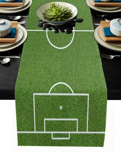 Sport Soccer Field Design Table Runner Holiday Party Decor Washable Kitchen Dining Table Runner Boy Birthday Gift Home Decorations