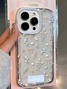 1pc Soft Blue Tulip & Bow Design Transparent Anti-Drop Phone Case, Minimalist Spring Vibe Fashion Item, Suitable For Daily Use, Compatible With IPhone 17/17 Pro/17 Pro Max/Air/17e/15/15 Pro/15 Pro Max/16/16 Pro/16 Plus/16 Pro Max/13/13 Mini/13 Pro Max/11/11 Pro Max/12/12 Pro Max/14/14 Pro Max And S25/S26/S24/S23/S21/S25 Ultra/S26 Ultra/S24 Ultra - Clear - View 4