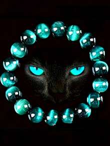 1 Pieces, Blue Tiger Eye Beaded Bracelet-8mm Natural Gemstone, Unisex Daily Wear And Special Occasion Jewelry, Perfect Birthday Gift [Glass Material] - Multicolor - View 3