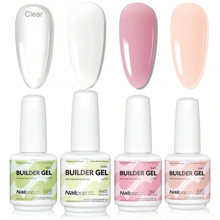 7-In-1 Multi-Function Nail Gel 4 Colors Extension Reinforcement Base Coat Beginner Friendly Nail Art 15ml - Multicolor - View 1