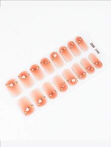 16 miếng dán móng tay dạng gel màu nude, bán khô, không cần đèn UV, chất lượng salon, bền lâu. - Màu Hồng  San hô - Xem 5