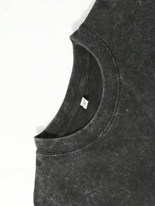 Disney Camiseta de manga corta con estampado de Mickey Mouse corriendo, con estilo lavado retro, transpirable, holgada, casual, adecuada para uso diario en el hogar, top de manga corta para hombres en primavera y verano. - Negro - Ver 5