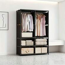 1pc Multi-Function Wardrobe - Dustproof Storage Rack With Hanging Rod, Easy Tool-Free Installation, 66.93 Inches Tall, Suitable For Storing Shoes, Clothes, Bags And Other Items, Space-Saving Design, Applicable For Bedroom, Office, Dorm, Living Room - Multicolor - View 5