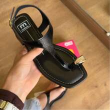Moleca Women's Flat Sandal With Ring And Rhinestones 5559.103 - 黑色 - 查看 6