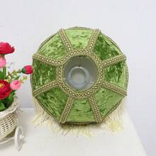 伞形布艺灯罩，法式复古绿色天鹅绒半球流苏灯罩，复古优雅装饰台灯灯罩，双层流苏灯罩 - 繖形 - 查看 12