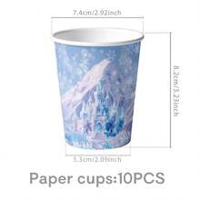 This Ice Snow Castle 50-Piece Disposable Tableware Set Includes 10 Dinner Plates, 10 Dessert Plates, 10 Paper Cups, And 20 Napkins. This Convenient Tableware Set Is Perfect For Camping, Picnics, Garden Barbecues, Baby Showers, Weddings, And Birthday Parties. - Multicolor - View 4