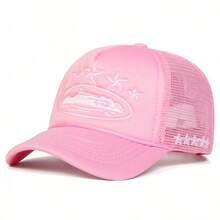 1pc Women Five-Pointed Embroidery Truck Driver Hat, Fashionable Baseball Cap With Mesh, Casual Outdoor Hat Spring Autumn Traveling, Beach Holiday Halloween - Black - View 11