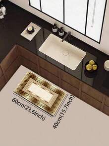 1pc Silica Gel Kitchen Floor Mat, Featuring Modern Minimalist Geometric Wave Pattern, Shallow Beige Lines Outlining Continuous S-Shaped Curves On White Background, Complemented By Fine Parallel Vertical Stripes, Presenting A Smooth Rhythmic Feel And Refreshing Elegant Visual Effect - Multicolor - View 6