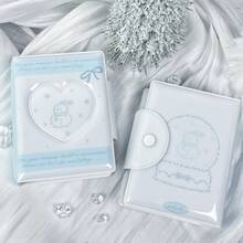 1pc K-Pop Photocard Album | Cute Black Cat, Dotted Stars, Pink Tone, Heart Snowman Design, Thick 3in PU Material Idol Photocard Collection Album - Black and White - View 11