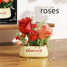 Rose Succulent Artificial Plant Decor, Children's Educational Assembly Toy, Birthday Gift, Mother's Day, Office Desk Healing Decor, Handmade DIY Building Block Flower, Home Living Room Atmosphere Decor, Back To School Gift, Parent-Child Interactive Educational Toy - Multicolor - View 8