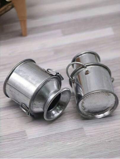 1 Set Mini Toy House Milk Can And Iron Bucket Model Decor, Ideal For Small Home Decor And Garden Scene, Great Gift For Hobbyists And Collectors