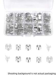 50pcs Multi-Shape Hair Rings - Versatile Adjustable Alloy Hair Cuffs, Bohemian Hair Jewelry For Girl's Dreadlocks & Braids(Without Box) - Silver - View 1