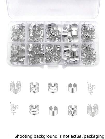 50pcs Multi-Shape Hair Rings - Versatile Adjustable Alloy Hair Cuffs, Bohemian Hair Jewelry For Girl's Dreadlocks & Braids(Without Box)