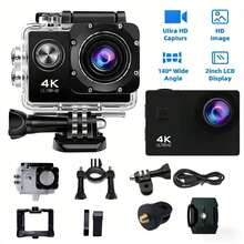 1 pieza Cámara de acción 4K Ultra HD - Cámara compacta y portátil estabilizada de gran angular de 1.8MP resistente al agua para buceo, motocicleta, bicicleta y dashcam, cámara deportiva recargable para vlogs (tarjeta microSD no incluida) + Manual de usuario electrónico gratuito para 31 países - Negro - Ver 11