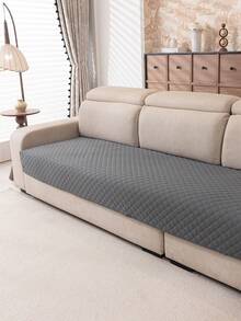 1pc Anti-Slip Seat Cushion Cover, Furniture Protector, Sofa Slipcover, Fits All Sofa Types And Machine Washable - Dark Grey - View 1