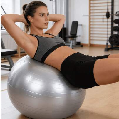 1pc Gray PVC Yoga Ball, Fitness & Pilates Balance Ball, Suitable For Weight Loss And Core Strength Training, Suitable For Home Workout, Can Be Used With Yoga, Stretching Exercises And Flexibility Practice, Pump Needs To Be Purchased Separately