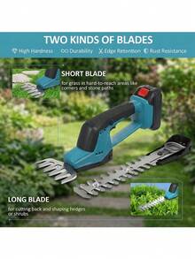 Cortadora de césped eléctrica de mano 2 en 1 - Recortadora de setos - Recortadora de césped - Cortadora de arbustos para césped y jardín - Batería recargable por USB C - azul - Ver 7