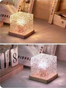1pc 16-Color Water Wave Northern Lights Night Light, Square Projection Lamp, Touch/Remote Control, USB Powered, Suitable For Bedroom, Ceiling Decor, Home Theater, Camping, Wedding Party Decoration, Christmas Gift - Multicolor - View 3