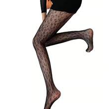 1pc Women's Black Leopard Print Mesh Stockings, Punk Style, Streetwear, Cool Girls' Leggings - 豹紋絲襪 - 查看 2