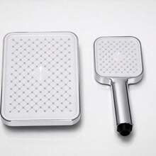 6pcs/Set 8-Inch Square Electroplated Plastic ABS Shower Head Set With Extension Rod And Diverter, Suitable For Bathroom - Square - View 4