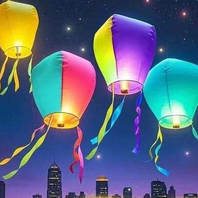 3/5/10/20 Stück mehrfarbige schwimmende Wunschlaterne, Gebets-Wunschlampen, feuersichere dicke Kongming-Laternen, mehrfarbige schwimmende Gebets-Wunschlampen