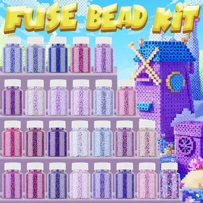 2.6毫米紫色D系列补充珠，多色系列补充珠，生日、毕业、情人节、圣诞派对生日礼物，多色熔珠散装补充套装