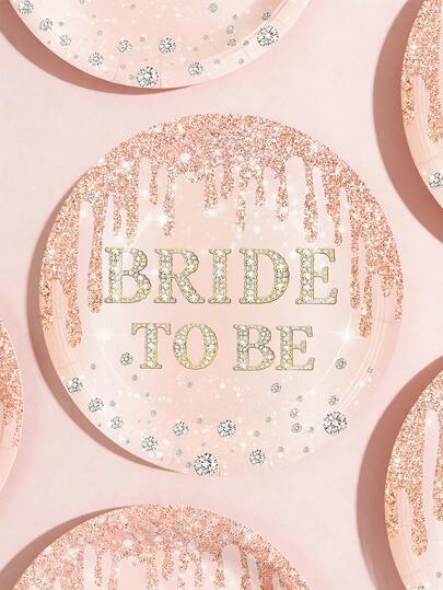 10pcs/20pcs/30pcs Bridal Shower Party Decorations Rose Gold Themed Tableware Bride To Be Paper Plates Napkins Pink Bride To Be Dinnerware Party Supplies For Bachelorette Bridal Wedding Engagement Serves