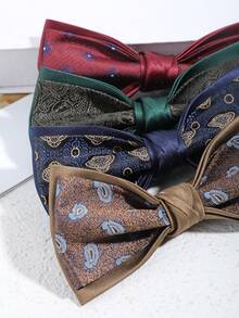 1 pieza Corbata de moño de hombre de moda con patrón geométrico de anacardo, diseño grueso y simple adecuado para negocios, uso diario, escuela, viajes y combinación - Multicolor - Ver 4