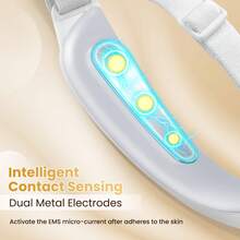 Hailicare USB充電式臉部按摩器，6種模式與8段強度，可調節綁帶臉部提拉儀，緊緻肌膚，適合女性日常居家使用，母親節禮物 - 白色 - 查看 6