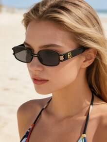 1副复古个性女士时尚装饰眼镜，适合夏季海滩、户外活动和旅行 - 黑色 - 查看 8