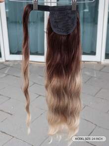 WIGGAGA 夏季时尚灵感 女士度假穿搭 情人节夏季穿搭 夏季合成长马尾假发 缠绕式发夹 接发 马尾辫 - 漸層 - 查看 4