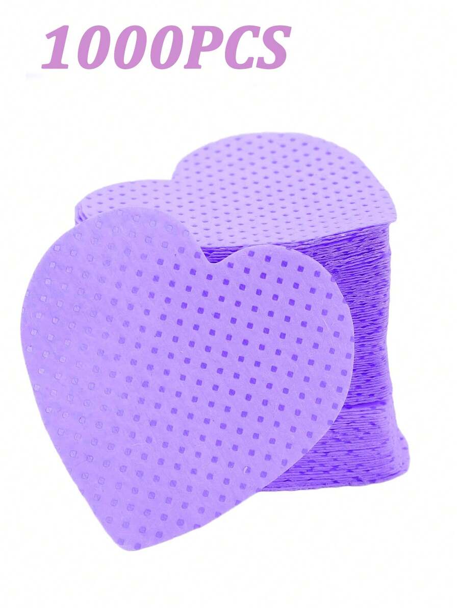 1000/400PCS Gel Nail Polish Remover Wipes, Cleaning Tools For Manicure, Professional Lint-Free Nail Polish Remover Pads, Cleaning Paper Pads, UV Gel Cleaning Paper Towels, Makeup Tools. Wholesale. Nail Art Supplies, Nail Art Tools, Back-To-School Season, Nails, Nail Stickers. Nail Art Tools. - Heart-shaped, Purple - View 1